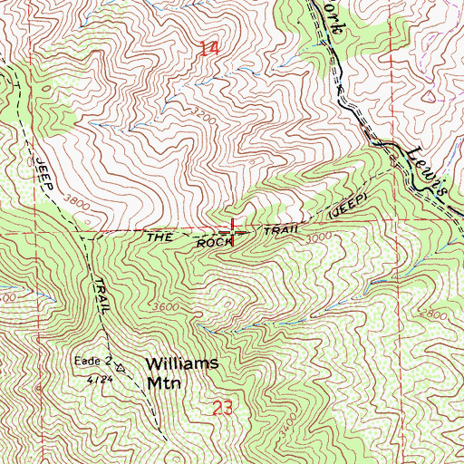 Topographic Map of The Rock Trail, CA