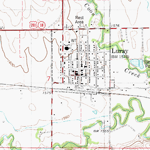 Topographic Map of Luray City Marshal's Office, KS