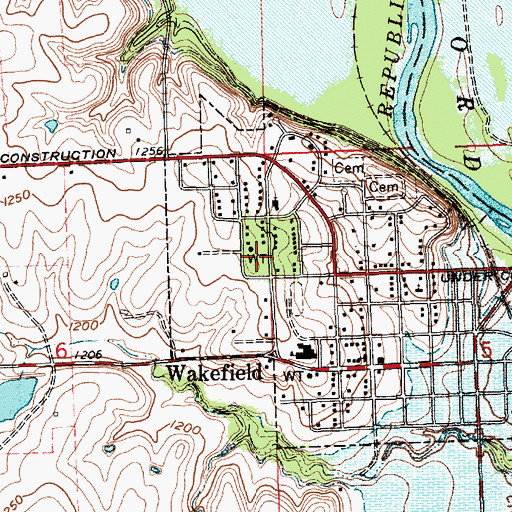 Topographic Map of Wakefield Police Department, KS