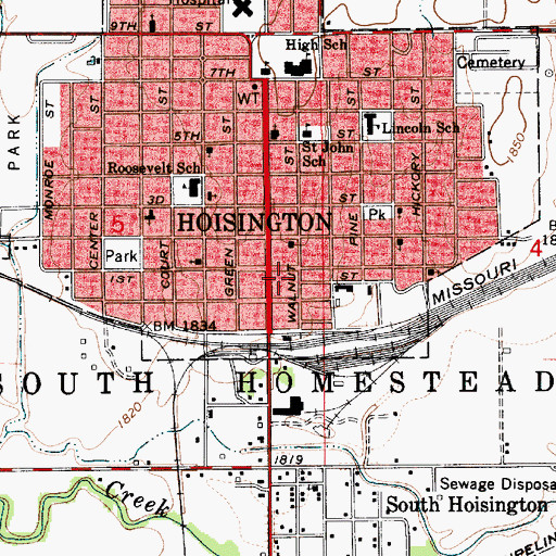 Topographic Map of Hoisington Police Department, KS
