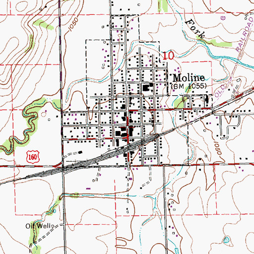 Topographic Map of Moline Police Department, KS