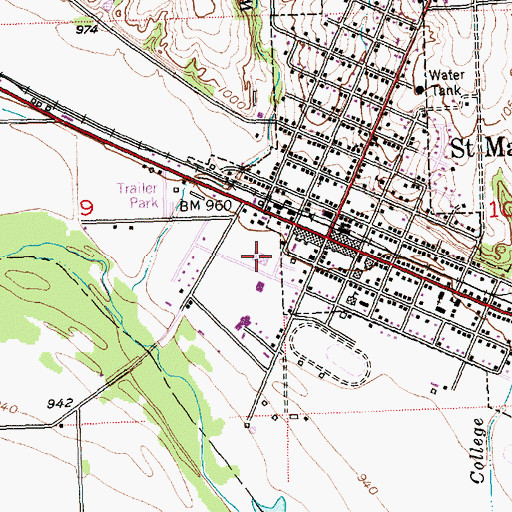 Topographic Map of Saint Mary's Police Department, KS