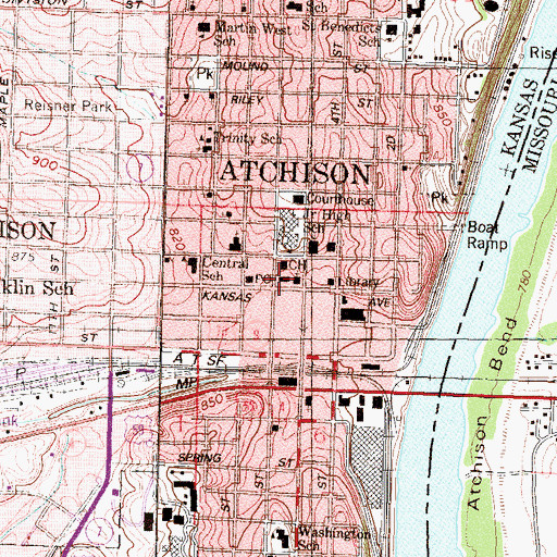 Topographic Map of Atchison Police Department, KS