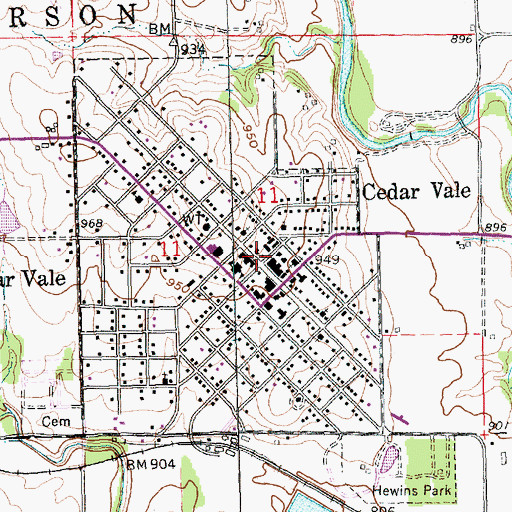 Topographic Map of Cedar Vale Police Department, KS