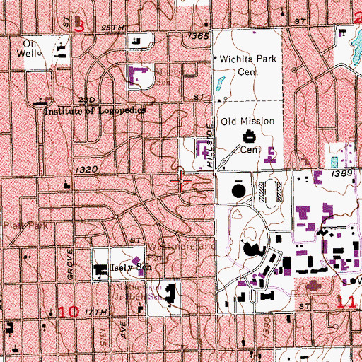 Topographic Map of Wichita Police Department Patrol North Substation, KS