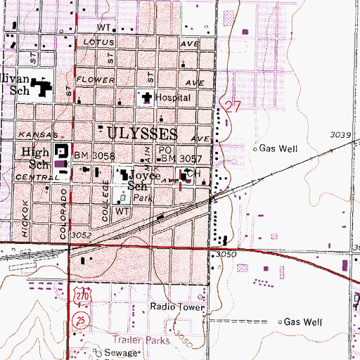 Topographic Map of Grant County Sheriff's Office, KS
