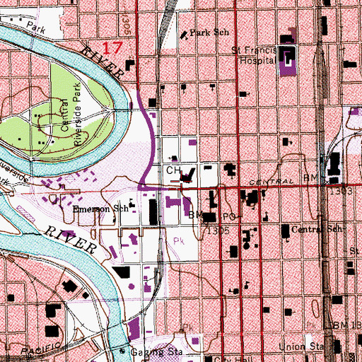 Topographic Map of Sedgwick County Courthouse Security Office, KS