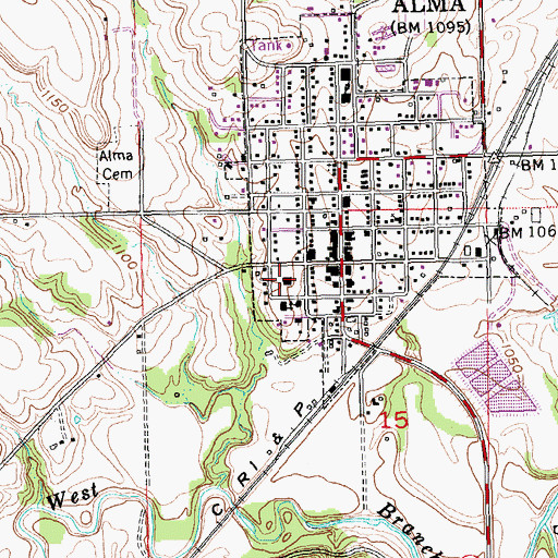 Topographic Map of Wabaunsee County Sheriff's Office, KS