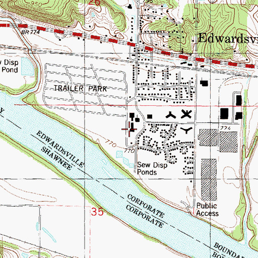 Topographic Map of Edwardsville Police Department, KS