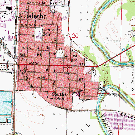 Topographic Map of Neodesha Police Department, KS