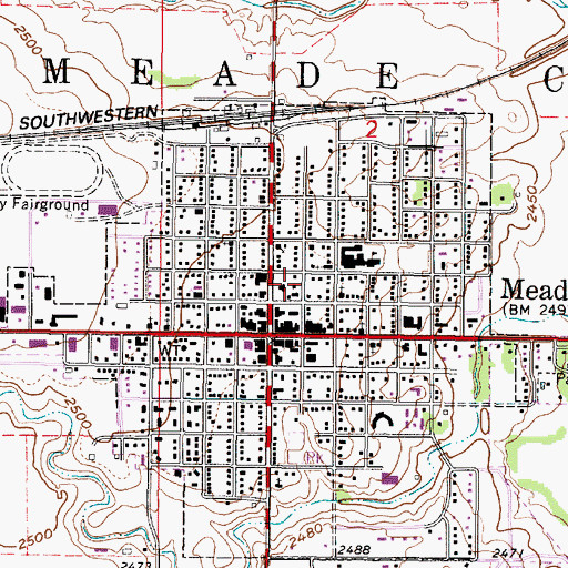 Topographic Map of Meade County Sheriff's Office, KS