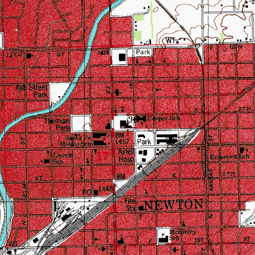Topographic Map of Newton Police Department, KS