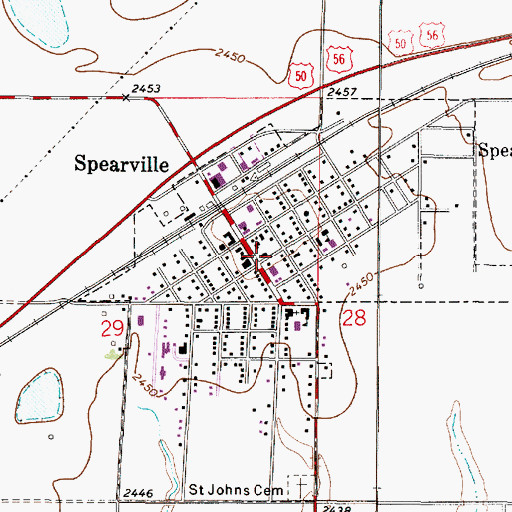 Topographic Map of Spearville Police Department, KS