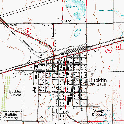 Topographic Map of Bucklin Police Department, KS