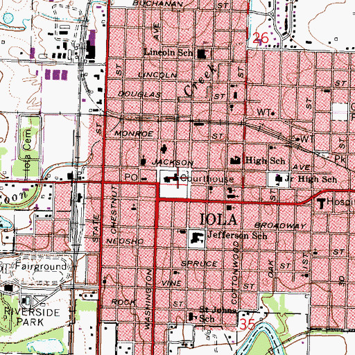 Topographic Map of Allen County Sheriff's Office, KS