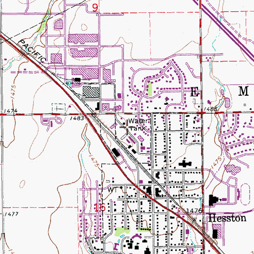 Topographic Map of Hesston Police Department, KS