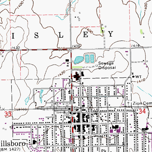 Topographic Map of Kansas Highway Patrol Troop C Marion, KS