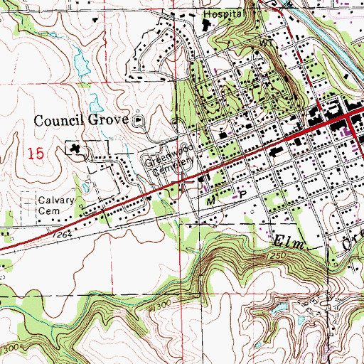 Topographic Map of Kansas Highway Patrol Troop C Morris, KS