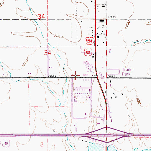 Topographic Map of Kansas Highway Patrol Troop D Russell, KS