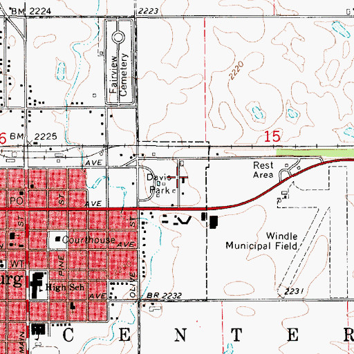 Topographic Map of Kansas Highway Patrol Troop E Kiowa, KS