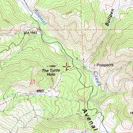 Topographic Map of The Turtle Hole, CA