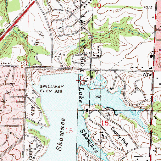 Topographic Map of Shawnee County Parks Police Department, KS