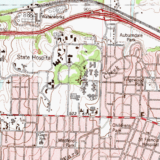 Topographic Map of Topeka Unified School District 501 Police Department, KS