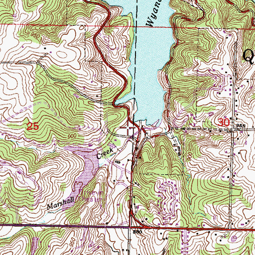 Topographic Map of Wyandotte County Kansas City Park Rangers, KS