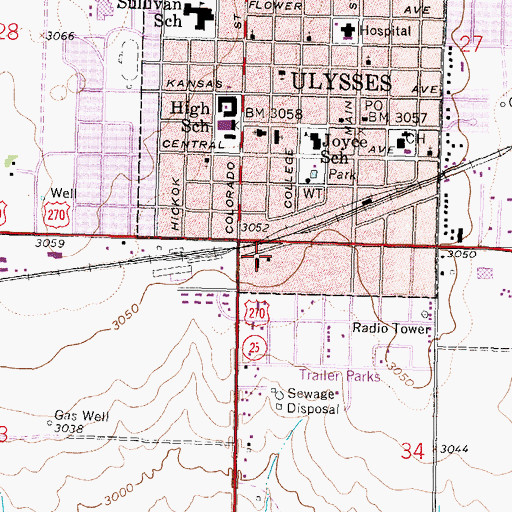 Topographic Map of Kansas Highway Patrol Troop E Grant, KS