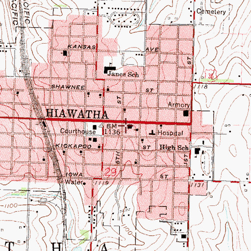Topographic Map of Kansas Highway Patrol Troop B, KS