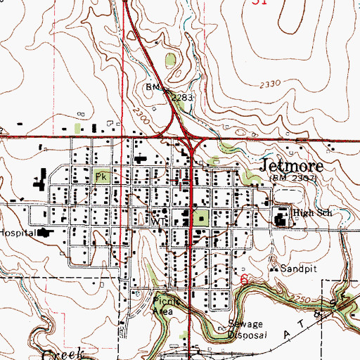 Topographic Map of Natural Resources Conservation Service Jetmore Service Center, KS