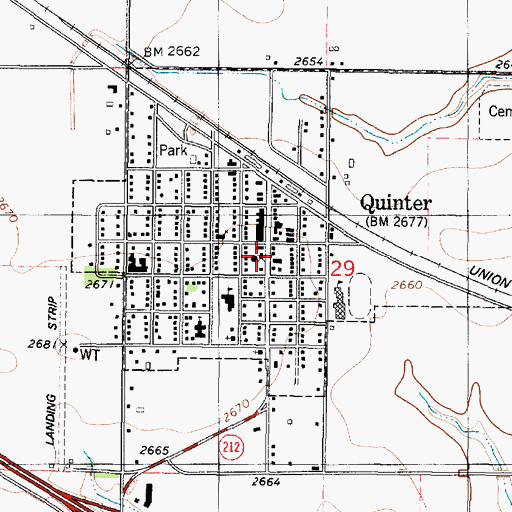 Topographic Map of Quinter Police Department, KS
