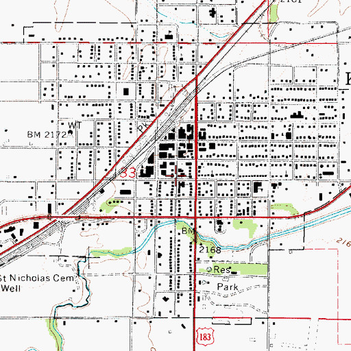 Topographic Map of Kinsley Police Department, KS