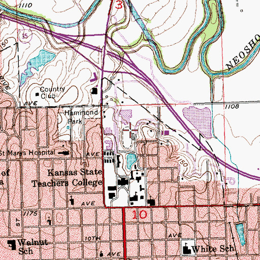 Topographic Map of Emporia State University Police and Safety Department, KS