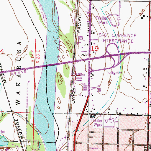Topographic Map of Kansas Highway Patrol Troop Lawrence Police Department, KS