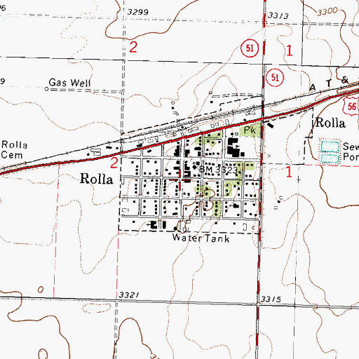 Topographic Map of Rolla Police Department, KS