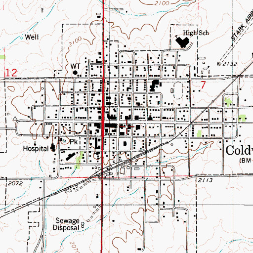 Topographic Map of Coldwater Police Department, KS