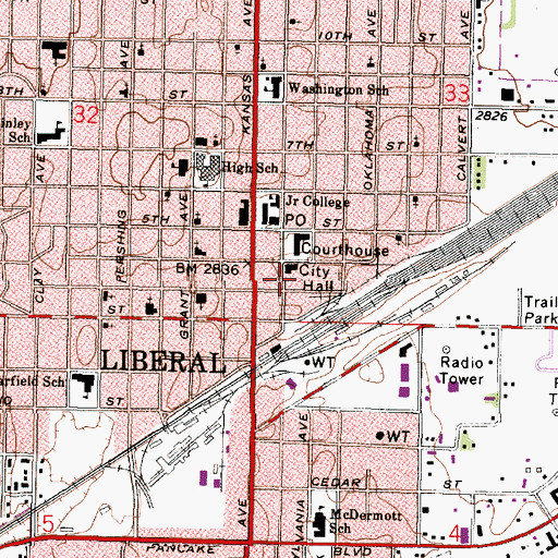 Topographic Map of Liberal Municipal Court, KS
