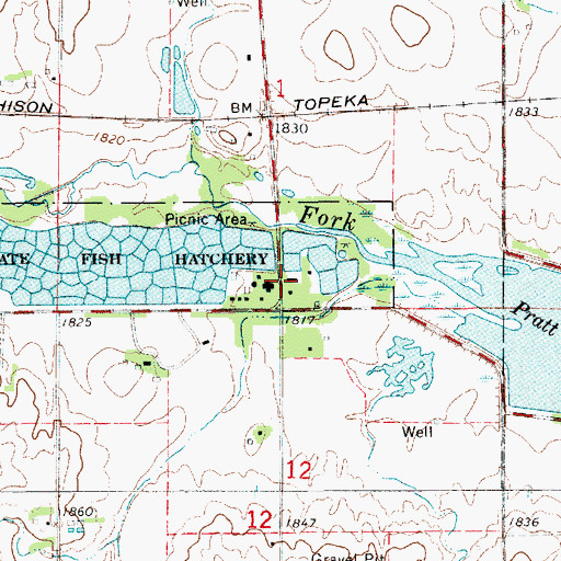 Topographic Map of Kansas Department of Wildlife and Parks Officer Pratt County, KS