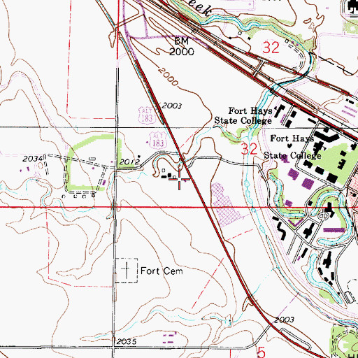 Topographic Map of Kansas Department of Wildlife and Parks Region 1 Headquarters, KS
