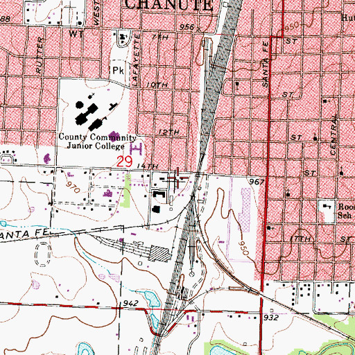 Topographic Map of Kansas Highway Patrol Troop H Chanute, KS