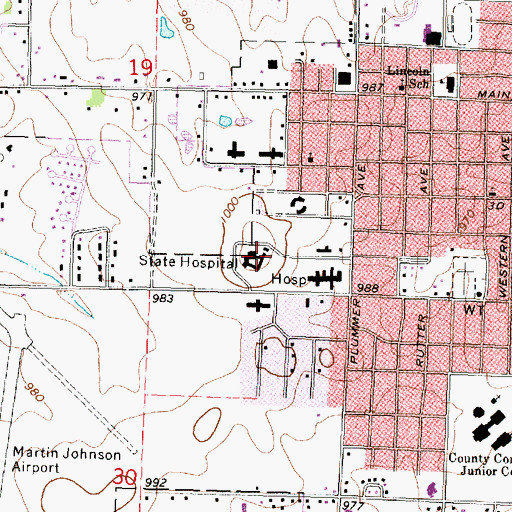 Topographic Map of Kansas Department of Wildlife and Parks Region 5 Headquarters, KS