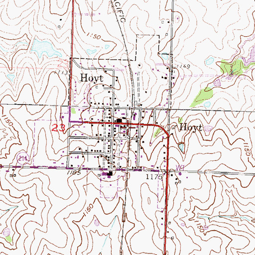 Topographic Map of Hoyt Police Department, KS