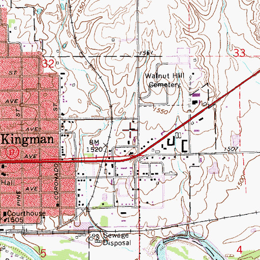 Topographic Map of Kansas Highway Patrol Troop F, KS