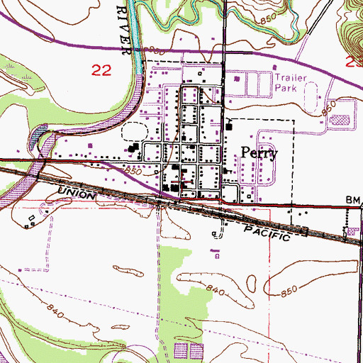 Topographic Map of Perry Police Department, KS