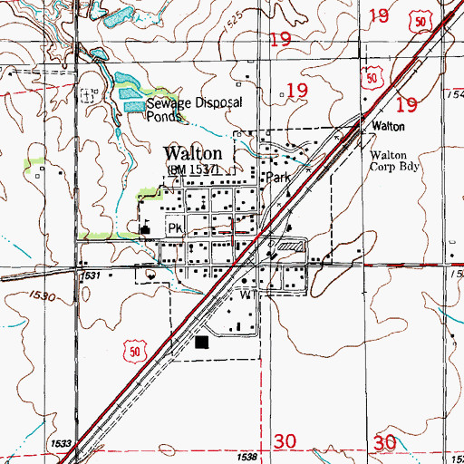 Topographic Map of Walton Police Department, KS