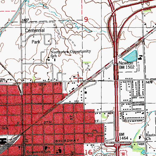 Topographic Map of Kansas Highway Patrol Troop F, KS