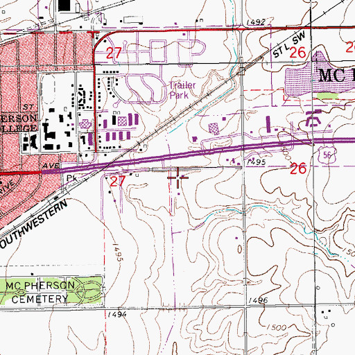 Topographic Map of Kansas Highway Patrol Troop C, KS