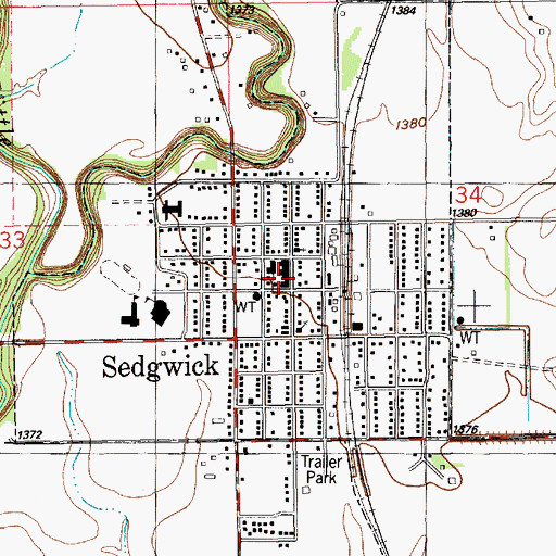 Topographic Map of Sedgwick Police Department, KS