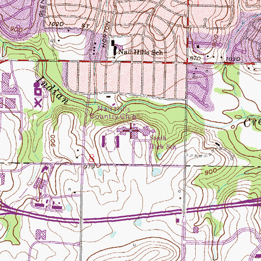 Topographic Map of Shawnee Mission South High School Police Department, KS